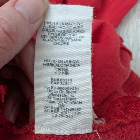 Free People Amy Red Floral Embroidered Bordado Top Medium - Picture 13 of 16